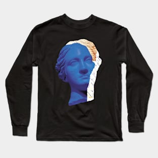 Blue Statue Head Long Sleeve T-Shirt